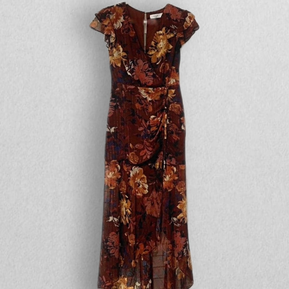 Ali & Jay LA Burgundy Flower Maxi Mermaid Dress